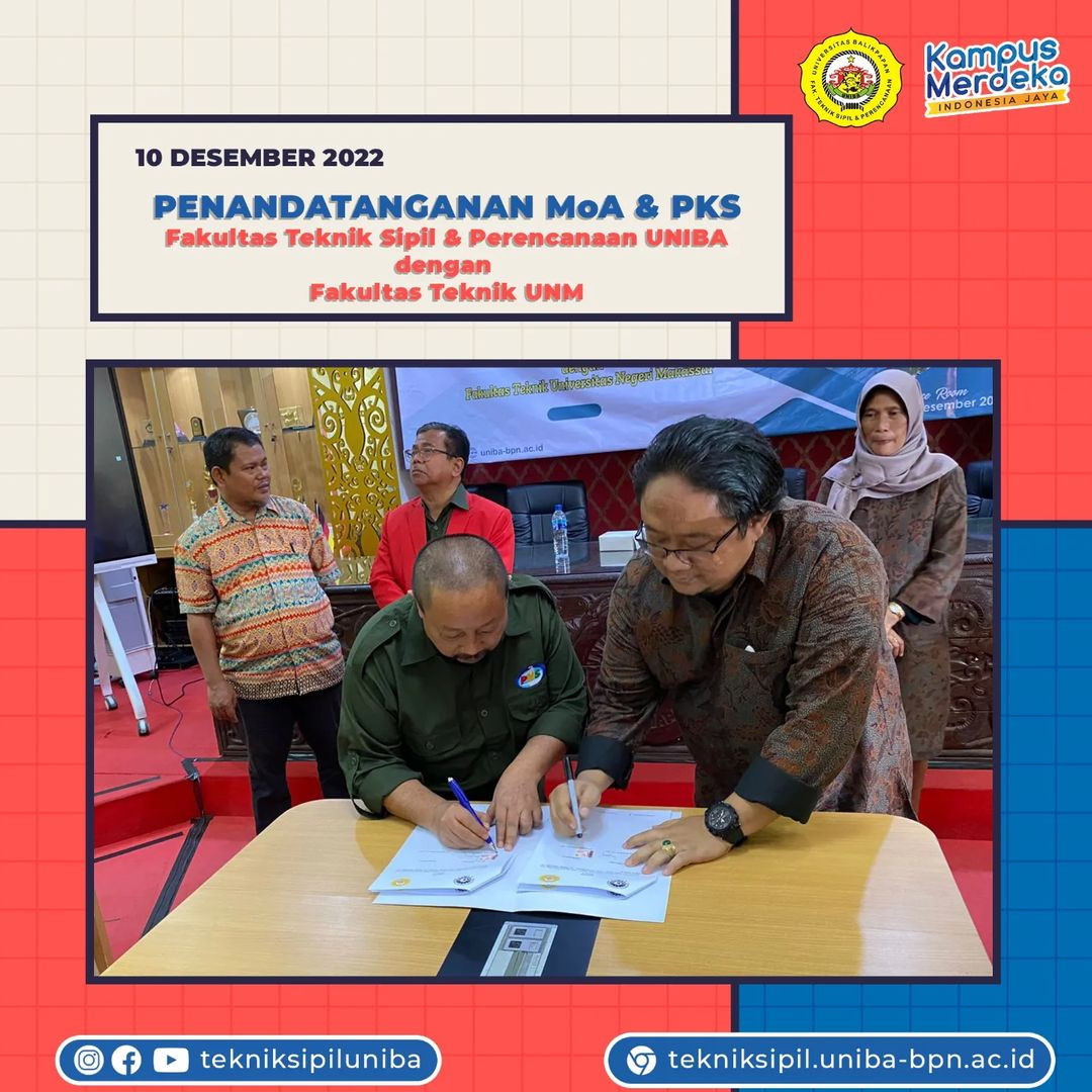 Penandatanganan MoU &PKS Fakultas Teknik Sipil Dan Perencanaan Universitas Balikpapan Dengan Fakultas Teknik Universitas Negeri Makassar